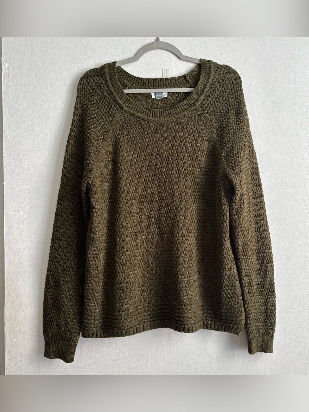Old Navy Women’s Green Solid Knit Raglan Crewneck Pullover Sweater XL